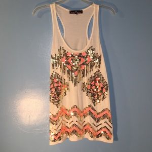 Sparkly tank top with gold and pink